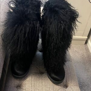 BearPaw Black Furry Winter Boots